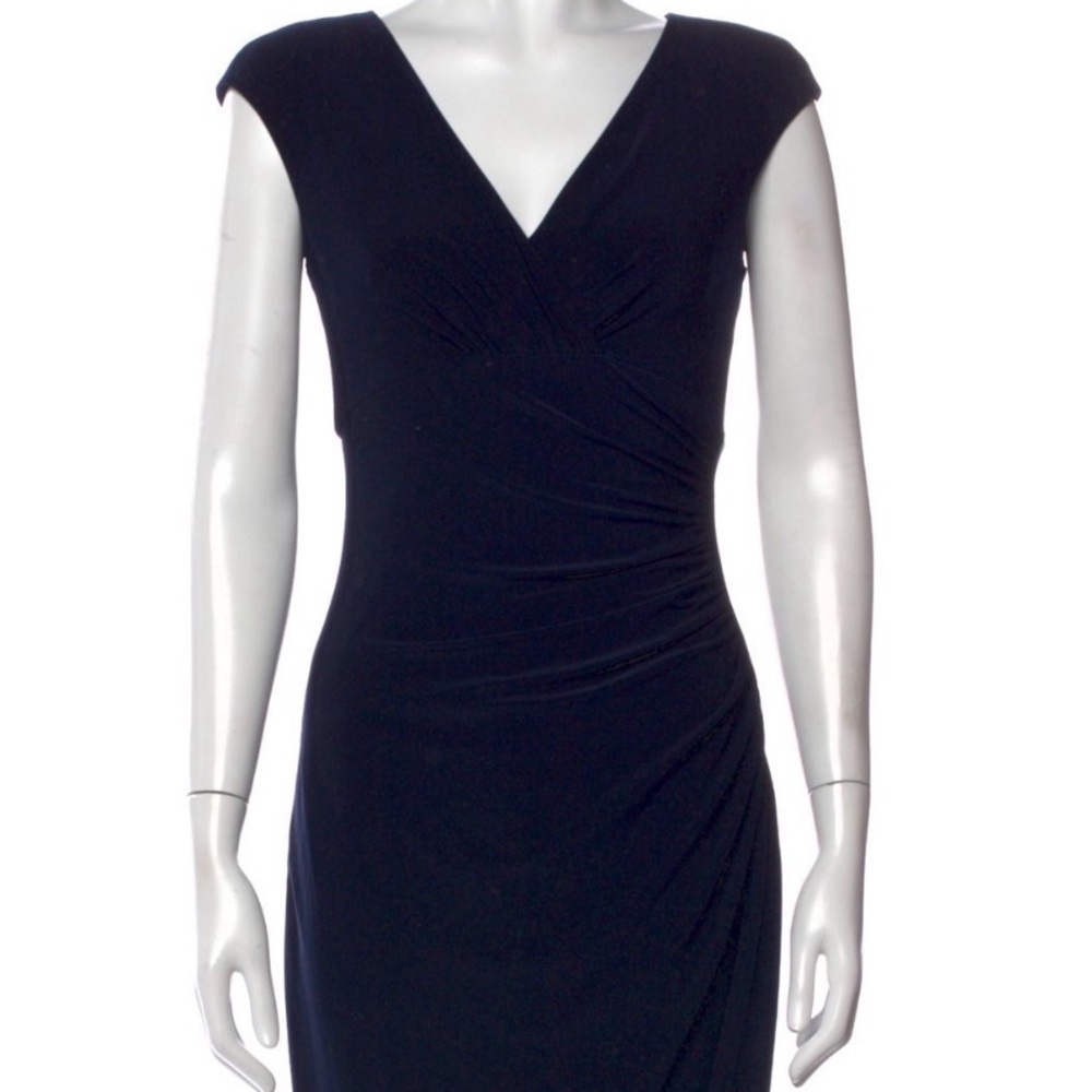 Ralph Lauren Navy Cap-Sleeve V-Neck Wrap Dress